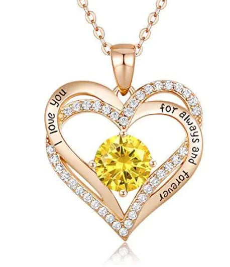 Diamond Zircon Heart Necklace