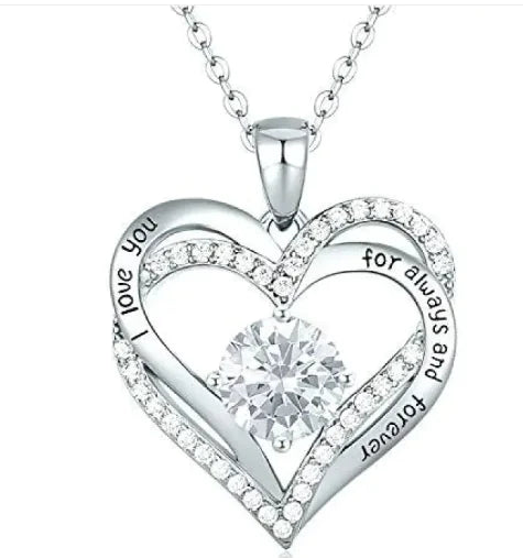 Diamond Zircon Heart Necklace