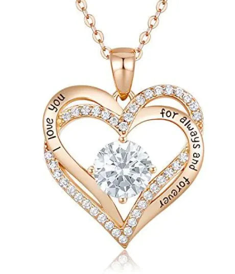 Diamond Zircon Heart Necklace