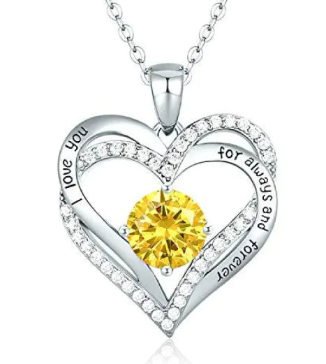 Diamond Zircon Heart Necklace